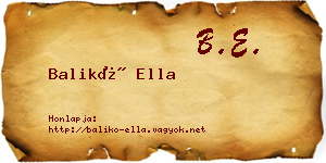 Balikó Ella névjegykártya